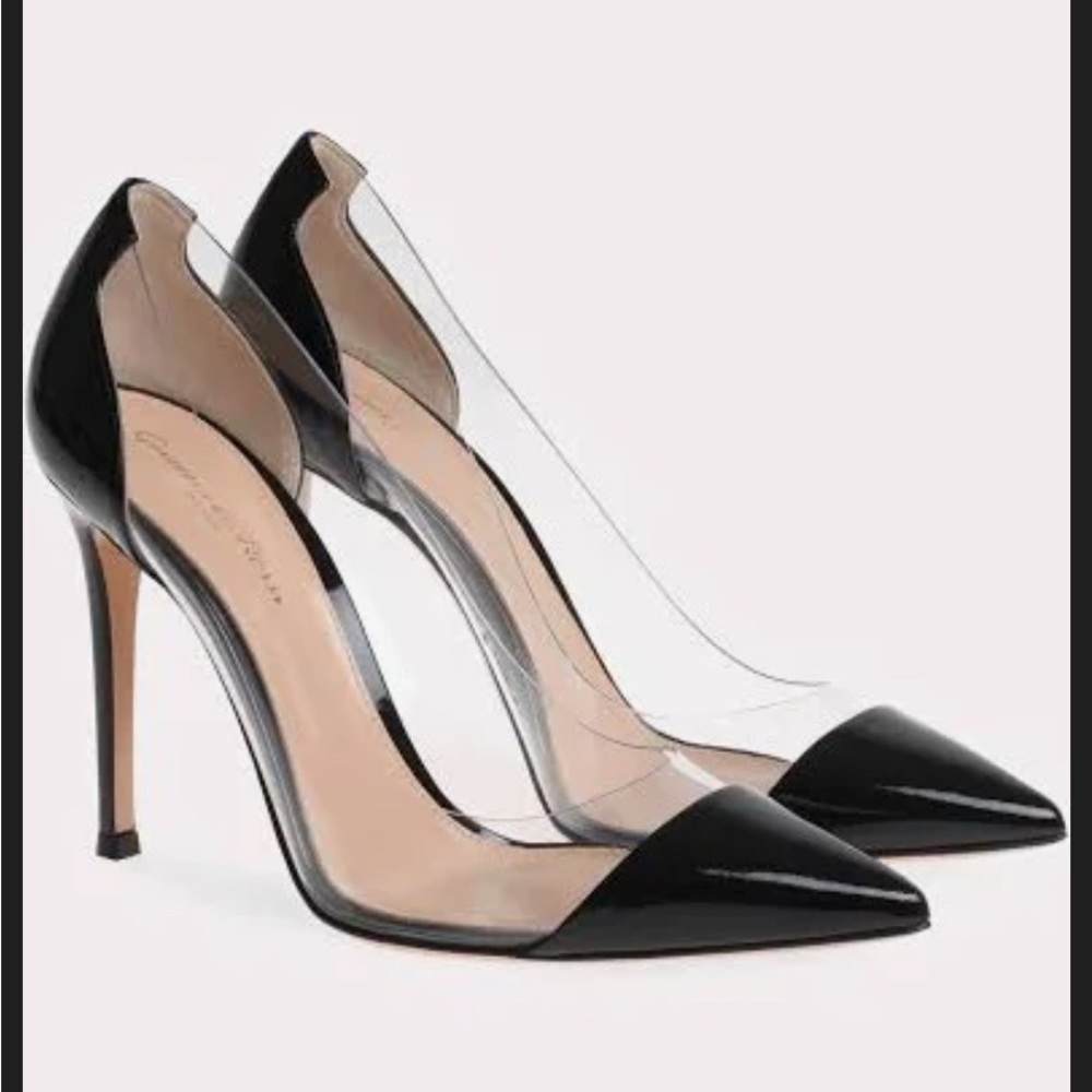 Gianvito Rossi Black Patent Plexi Pumps 40
